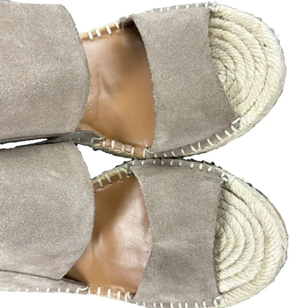 Dolce Vita Sandals Size 9.5 Taupe Espadrille Slingback Wedge Heel Nubuck Leather